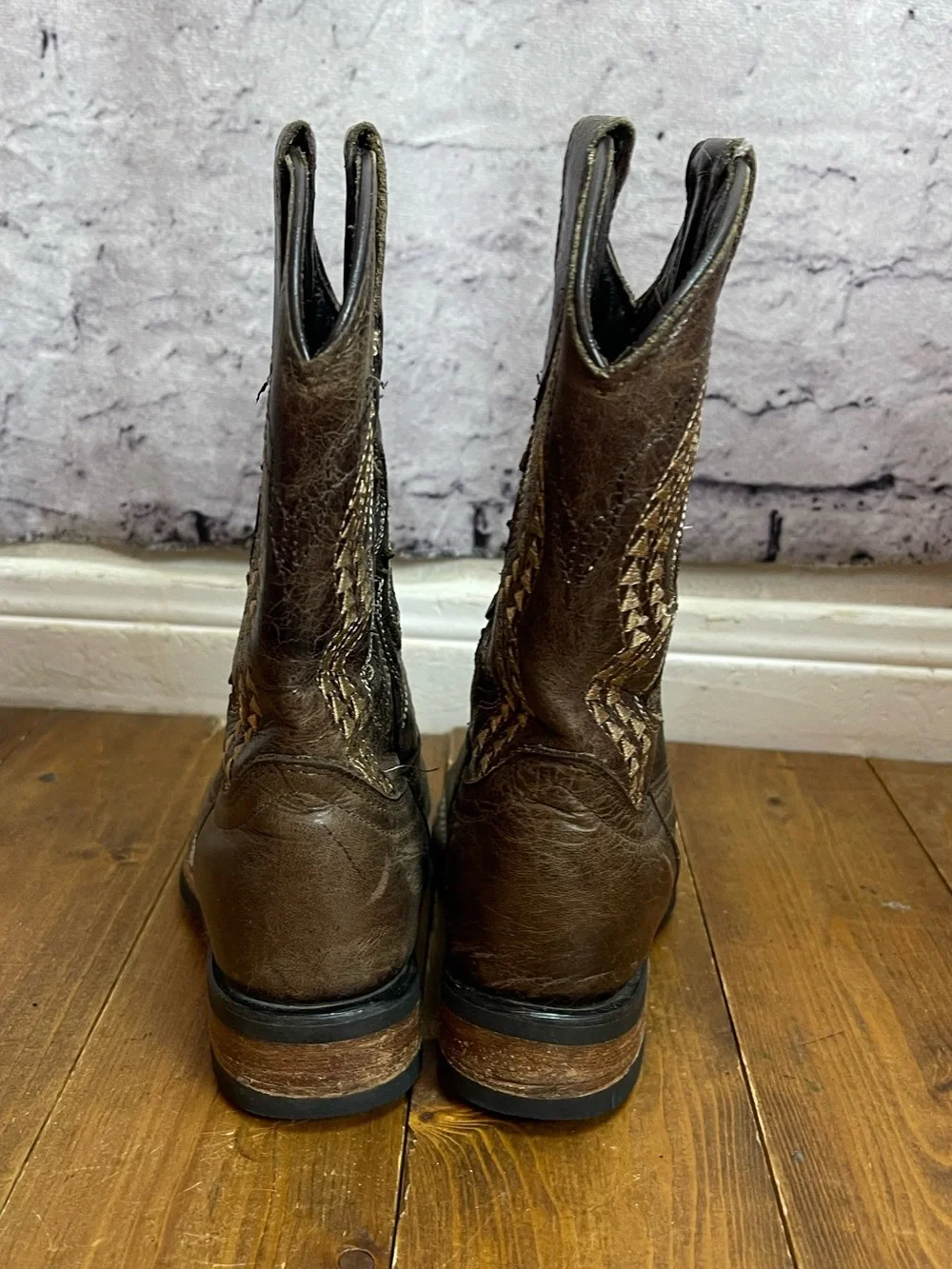 Hometown boots kids size 10 square toe leather cowboy boots